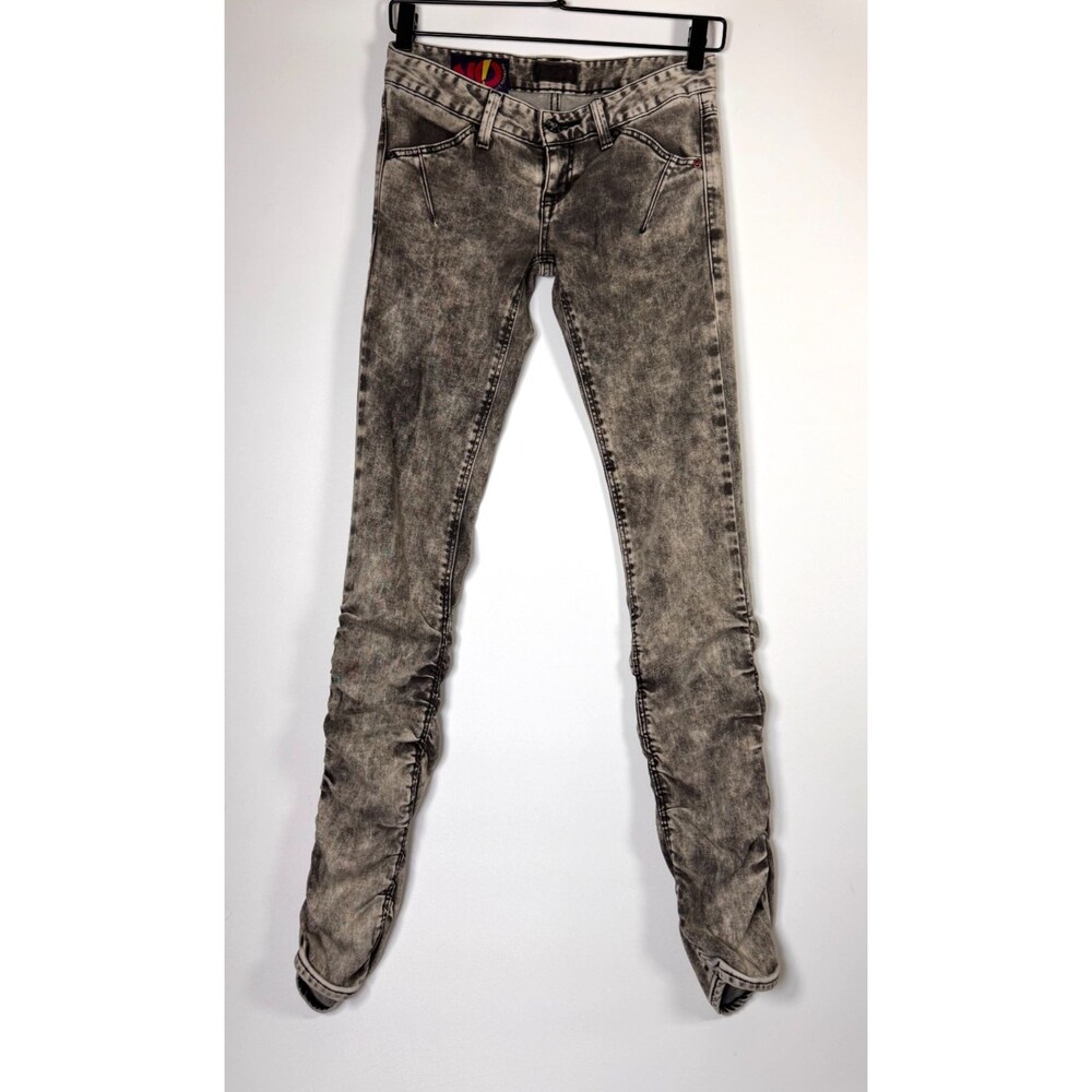 No  Absolutely Authentic Jeans Small Gray Acid Wash Skinny Stretch‎ Ruched 90s